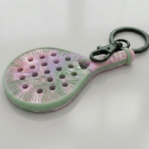 Porte-clés en forme de raquette avec logo personnalisé OEM, en PVC souple et silicone, pour cadeaux, léger, qualité supérieure, caoutchouc durable, padel - Product Image 1