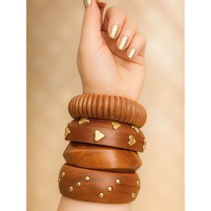 Collection de bijoux ethniques faits à la main pour femmes, perles colorées, clous en bois, bracelets, mode traditionnelle, tenue de fête, Inde - Product Image 2