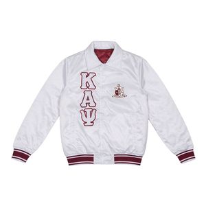 Chaqueta Universitaria Clásica de Satén con 3 Letras de Kappa Alpha Psi, Blanca, Ropa de Fraternidad Griega con Diseño Clásico, Comodidad y Estilo Premium - Product Image 4