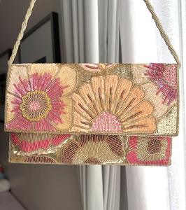 Embroidery Crafts, Cross-stitching & <b>Needlework</b> Custom Handmade Striped Beaded Shoulder Bag Handle Fashion Women's Evening - Product Image 2