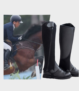 Nouvelles jambières d'équitation respirantes en cuir et maille pour enfants et adultes - Product Image 2