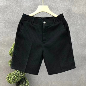 Shorts Bermuda en Coton Gaufré pour Homme, Couleur Unie, Fermeture Boutonnée, Décontracté, Taille Mi-Haute, Respirant et Léger - Product Image 2