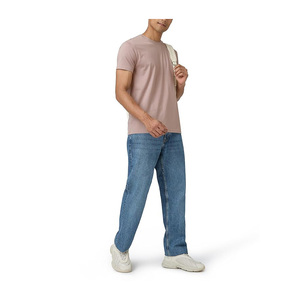 Camiseta de Algodón Lisa para Hombre, Manga Corta, Cuello Redondo, Corte Regular, Color Sólido, Tejido Jersey Informal - Product Image 6