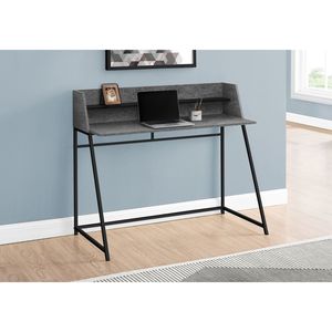 Escritorio Moderno para Computadora de 48 Pulgadas con Estantes de Almacenamiento, para Oficina en Casa, para Laptop, con Acabado Laminado Gris Piedra y Metal Negro - Product Image 5