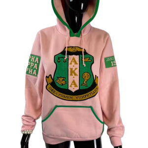 Sudadera con Capucha Personalizada OEM Extra Grande para Mujer, Sudadera Retro AKA, Sudadera con Capucha Rosa Verde 1908 Chenille - Product Image 1