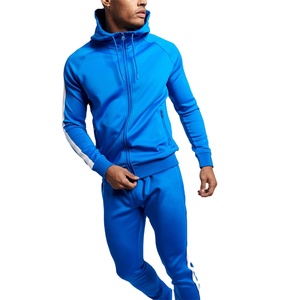 Survêtement à forte demande pour hommes, pull à capuche uni personnalisé, ensembles de jogging imprimés à rayures latérales avec cordon de serrage à des prix très bon marché - Product Image 2