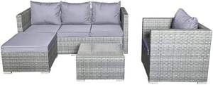 Muebles de Jardín y Patio Modernos de Mimbre y Ratán, Resistentes al Agua, Juego de Sofás de 6 Piezas con Cubierta de Vidrio para Uso Comercial, Alta Calidad y Durabilidad - Product Image 3
