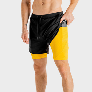 Men's Color Blocked Sport Shorts With Pockets Quick Dry Drawstring Waist <b>Mid</b> Length Spandex Polyester Gym Workout Shorts - Product Image 4