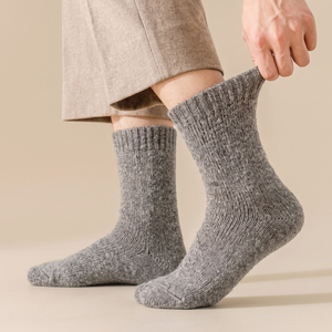 Kvetoo Men's Solid Wool/Polyester Crew <b>Socks</b> <b>Thick</b> Knitted Sweat-Absorbent <b>Winter</b> Thermal Everyday Wear - Product Image 2