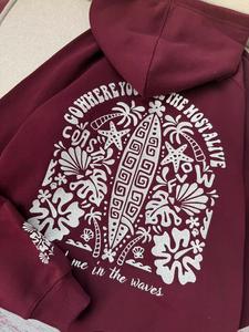 เสื้อฮู้ดโอเวอร์ไซส์แบบยูนิเซ็กซ์ พิมพ์ลายพระอาทิตย์ตกดินเขตร้อน ดีไซน์โลโก้ด้านหลัง สวมใส่สบายๆ ในฤดูร้อน ผลิตจากผ้าฝ้ายเฟรนช์เทอร์รี่ 100% - Product Image 4