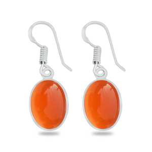 Pendientes de Plata de Ley 925 con Dijes de Cornalina Engastados, Certificados por Terceros, Joyería de Moda para Fiestas - Product Image 1