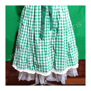 Women <b>Green</b>&White Checkered Lace-Up Dirndl <b>Dress</b> 3 Piece Bavarian Oktoberfest Costume Blue <b>Gingham</b> Trachten Outfited - Product Image 5