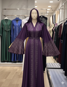 อาบายะห์สีดำสไตล์ตุรกีปี 2026 ทำจากโพลีเอสเตอร์ประดับเลื่อมและลูกปัด แขนยาว ความยาวระดับข้อเท้า สำหรับผู้หญิง ใส่ในงานแต่งงานหรือใส่ในชีวิตประจำวัน - Product Image 1