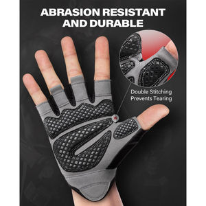 Gants d'entraînement imperméables en spandex à demi-doigts pour hommes et femmes, respirants, antidérapants, avec fermeture auto-agrippante, pour le badminton et le tennis - Product Image 2
