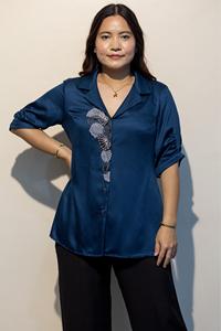 เสื้อเชิ้ต EURELLA Blue Giza Cotton พรีเมียม สวยหรูสำหรับผู้หญิง ใส่ได้ทุกวัน ซื้อโดยตรงจากซัพพลายเออร์ - Product Image 4