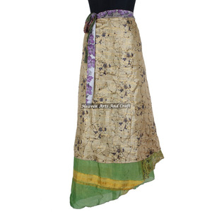 Jupe tour de taille réversible en soie vintage pour femme indienne, nouvelle mode, robe tube en soie vintage exclusive d'Inde - Product Image 3