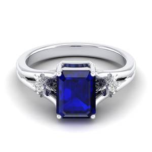 Bague solitaire REYES nouvelle arrivée en or massif 14 carats avec saphir bleu taille émeraude 2,5 carats pour femme, bijoux en moissanite certifiée GRA - Product Image 5