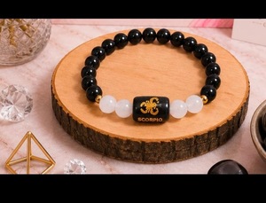 Rehmat Agate Natural Tiger Eye Crackle <b>Crystal</b> Ball Shape Leo Zodiac Charm <b>Beaded</b> Handmade Stretch Gemstone <b>Bracelet</b> - Product Image 5