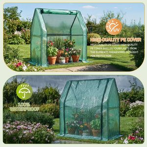 Mini serra con telaio in alluminio e copertura in PE 36*18*33 pollici, per piante da interno ed esterno, per giardino e cortile. - Product Image 5