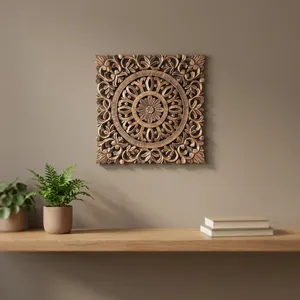 Panel de Arte Mural de Madera Dorado Cepillado, Decoración de Pared Floral Artesanal Estilo Campestre Francés, Decoración Colgante Enmarcada - Product Image 6