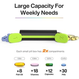Grande boîte à pilules hebdomadaire 7 jours, 2 prises par jour (matin et soir), double compartiment pour médicaments quotidiens et compléments alimentaires (poissons) - Product Image 2