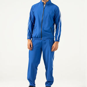 Survêtement bleu pour homme avec fermeture éclair intégrale, col montant, poches latérales, respirant, style sportif décontracté, coupe classique, saison automne - Product Image 5