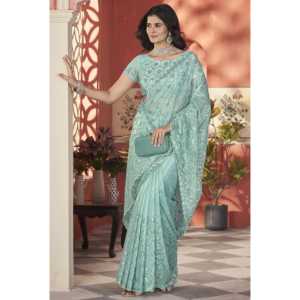 Designer <b>Party</b> <b>Jumpsuit</b> Saree with Thread Embroidery Work for Special Occasions - Product Image 5
