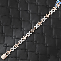 AMBER JEWELS Luxus 14K Massivgold Hip-Hop Tennis-Armband mit Laborgezüchteten Steinen Blumenmuster IGI-Zertifiziert Unisex Geschenk Gold
