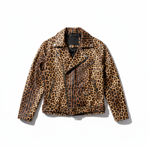 OEM Women's Breathable Eco-Friendly Leopard Print PU Leather Motorcycle <b>Biker</b> <b>Jacket</b> with Zip-Up Closure and Custom Logo - Product Image 1