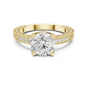 Bague de fiançailles et de mariage de luxe en or massif 18 carats avec halo caché de diamant de laboratoire de 2 carats, taille ronde, couleur E - Product Image 1