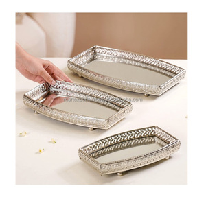 ถาดเสิร์ฟโลหะทรงกลมมีสไตล์สำหรับงานชุมนุมกลางแจ้งและปิกนิกใช้ในห้องครัวและสำนักงาน - Product Image 4