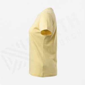 T-shirt décontracté pour femme, style tendance, haute qualité, col ras du cou, manches courtes, tissu satiné, vente en gros, vêtements de mode, couleur personnalisable - Product Image 3