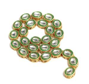 Perle connectrice ovale en alliage plaqué or 18 carats avec cristal Meena Kaari doré, 11x13mm, pour la fabrication de bijoux et composants de colliers, vente en gros - Product Image 3