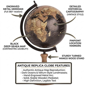 Decorative <b>Desk</b> Globe Wood Iron Plastic | World Map Globe for Office Table <b>Study</b> Room | Educational Display Home Decor Piece - Product Image 4