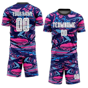 Ensemble de maillots de football professionnels personnalisés respirants grande taille en polyester, uniforme de football imprimé par sublimation, tenue de sport d'équipe demi-maillot - Product Image 1