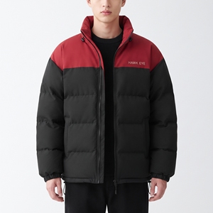 Veste matelassée pour homme HAWK EYE, rouge et noir, col montant, fermeture éclair, coupe-vent, style décontracté, pour l'hiver - Product Image 4