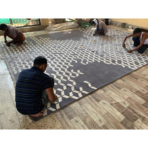 Tapis moderne en laine/soie noué à la main de haute qualité, motif géométrique jacquard, poils longs, extra épais, lavable, pour hôtel et décoration intérieure - Product Image 1