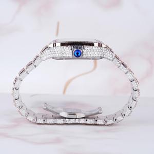 <b>Iced</b> <b>Out</b> Luxury Gold Customized Hip Hop Men Moissanite Pure Diamond Square Quartz Movement 5mm Glass Wrist <b>Watch</b> for Man Gift - Product Image 3