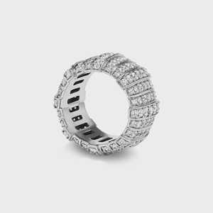 Diamond Cigar <b>Thick</b> Dome Engagement Solitaire <b>Rings</b> 925 Silver CVD HTHP Lab Grown Pave Set 10mm Wide Wholesale B2B Factory Price - Product Image 2