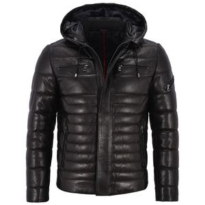 Veste en cuir de vache unisexe pour l'hiver, style motard, avec col montant et logo sur le devant, coupe-vent et respirante, fabriquée au Pakistan - Product Image 1