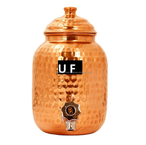 Olla de agua de cobre con tapa e impresión de flores, tanque de almacenamiento de cobre, enfriador de agua y personalizado, superventas, venta al por mayor - Product Image 2