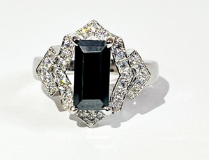 2 Carat Black <b>Emerald</b> Cut Moissanite <b>Ring</b> 925 Sterling <b>Silver</b> Made To The Customized Size Gift For Her - Product Image 1
