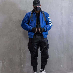 Wholesale Blue Techwear <b>Jacket</b> Men Streetwear Tactical Bomber <b>Jacket</b> Cyberpunk Windbreaker Harajuku Hip Hop Outerwear Coat - Product Image 2