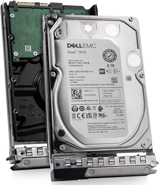 New in Stock Dells EMC PowerEdge 8TB 7.2K RPM SATA 6Gbps SAS 12Gbps 512e 3.5in Internal Hot-plug Hard Drive for Servers