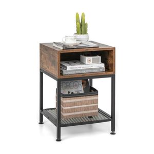 Comodino in Stile Industriale con Ripiano a Rete, Arredamento Unico in Stile Country - Product Image 1