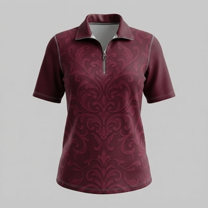 เสื้อยืดแขนสั้นลำลองสำหรับผู้หญิง Ostriya Intl ลาย Argyle แห้งเร็ว ผลิตจากโพลีเอสเตอร์ 100% พิมพ์ลายด้วยเทคนิค Heat-Transfer - Product Image 4