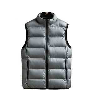 <b>Men's</b> <b>Black</b> Puffer <b>Vest</b> Stand Collar Zipper Closure Windproof Breathable Quick Dry Winter Casual Solid Color - Product Image 5
