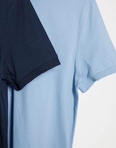 Polo en coton tricoté uni pour homme, manches courtes, décontracté, respirant, coupe classique, bleu et marine - Product Image 2