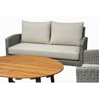 Ensemble de canapé d'extérieur contemporain en rotin imperméable avec coussins, table basse, rotin PE résistant aux UV, mobilier de jardin écologique