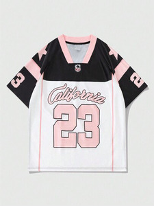 เสื้อเจอร์ซีย์อเมริกันฟุตบอลทรงบ็อกซี่ คอวี พิมพ์ลายแบบซับลิเมชั่น แฟชั่นสตรีทแวร์ ไซส์ใหญ่ สำหรับผู้ชาย เนื้อผ้าโพลีเอสเตอร์ระบายอากาศได้ดี 240GSM - Product Image 2